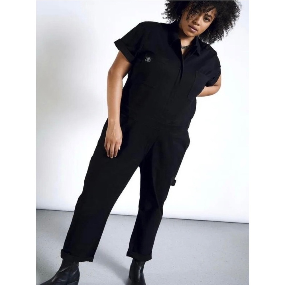 Wildfang Workwear Collection Black Short Sleeve Utility Coverall Jumpsuit L
